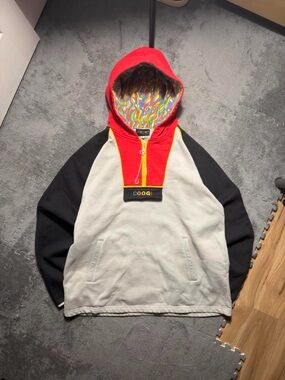 COOGI Red Hood Black Sleeves Cream Body Pullover Hoodie
